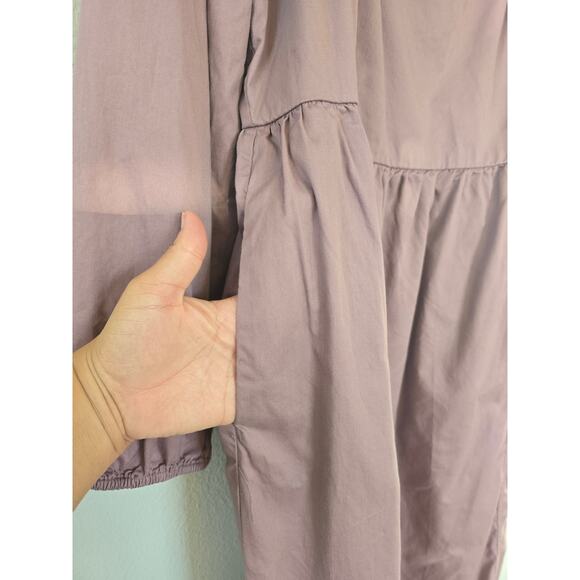 Ava & Viv Mauve Cottagecore Dress 2X Peasant Long Sleeve Pockets Soft Cotton - Picture 4 of 8